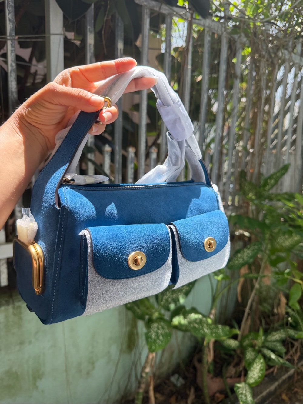 Coach Blue Jay mini haversack suede